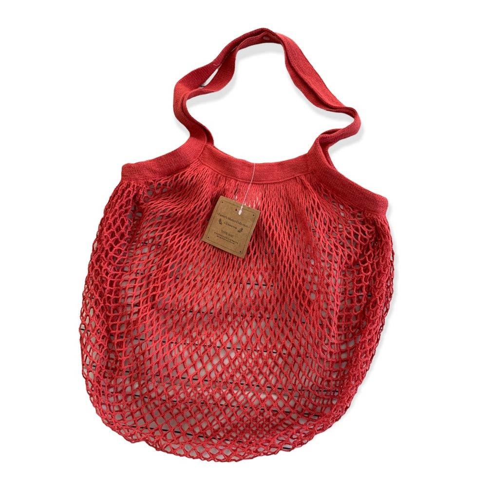 HomeWear Market Fishnet Style Grocery Tote Bag in Red